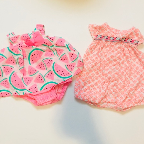 BIB SET~Baby Girls~Newborn /& 3M new//NWT~CARTERS~BABY GIRLS~ 2P SLEEPER//ROMPER
